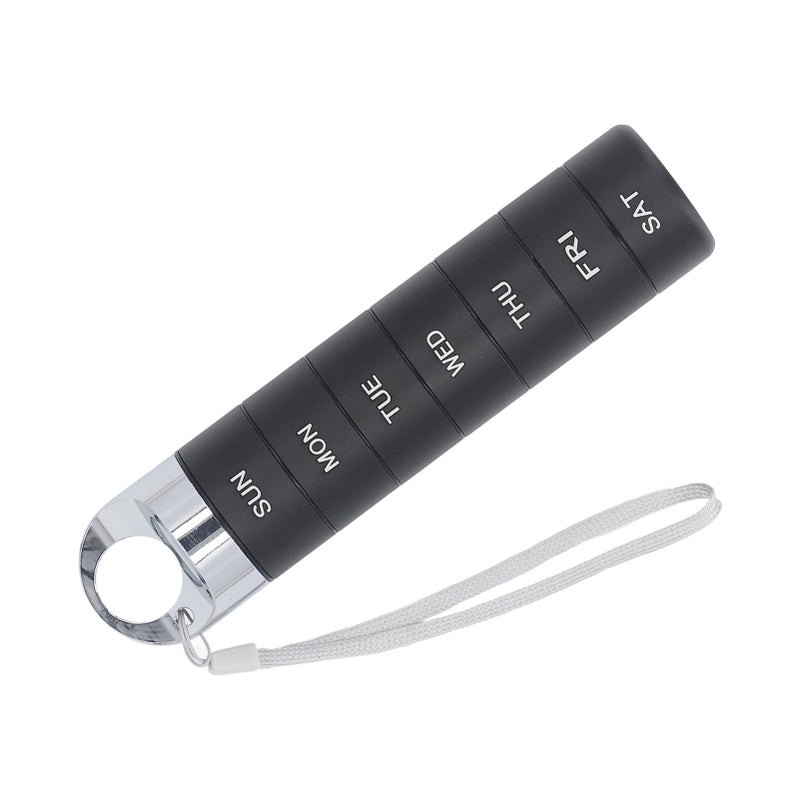 Weekly Medicine Organizer Aluminum Alloy 7 Day Waterproof Travel Medicine Case Portable Metal Daily Medicine Box Round Hole Black - Image 4
