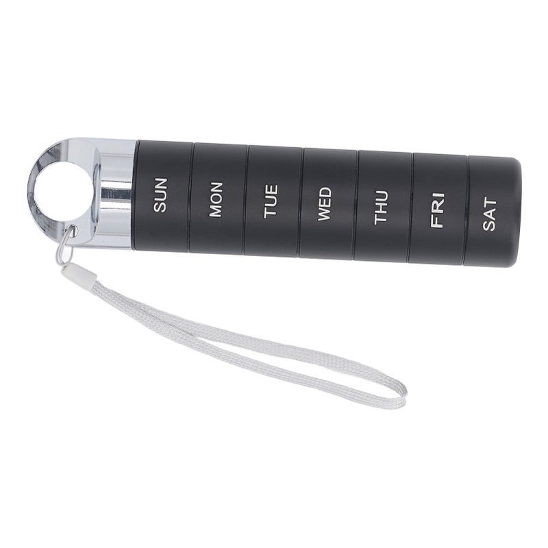 Weekly Medicine Organizer Aluminum Alloy 7 Day Waterproof Travel Medicine Case Portable Metal Daily Medicine Box Round Hole Black - Image 2