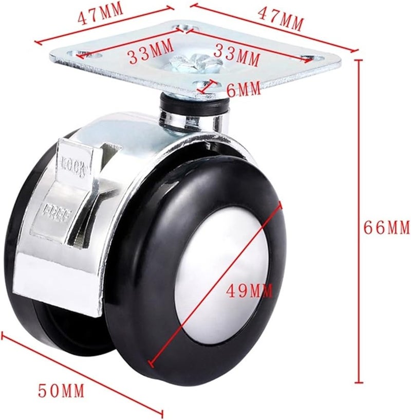 Heavy Duty Swivel Caster Wheel 2 Inch M8 Screw Plate Alloy Rubber Brake 1 Pcs - Image 3