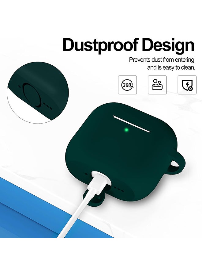 O Ozone For AirPods 4 Silicone Case Cover (2024) ,Full Body Protective Shock-Resistant Silicone Case Cover With Carabiner For Men & Women - Deep Green  - Image 5