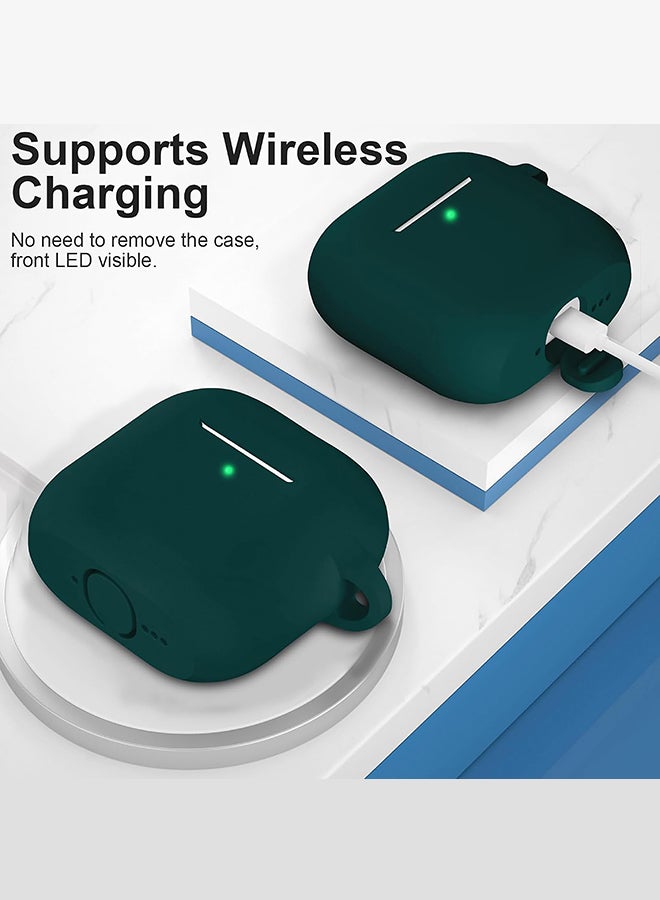 O Ozone For AirPods 4 Silicone Case Cover (2024) ,Full Body Protective Shock-Resistant Silicone Case Cover With Carabiner For Men & Women - Deep Green  - Image 4