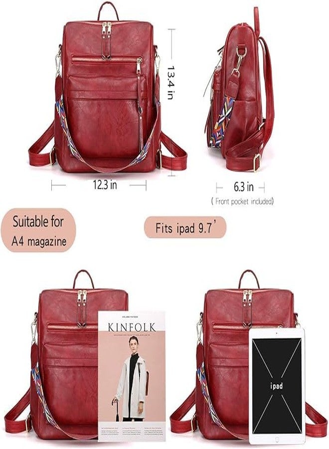 CRAFTIFY Backpack for women | Women's Fashion Backpack Purses Multipurpose Design Handbags and Shoulder Bag with sling belt | Handbag | College | Girls | Office | Printed | Gifts | women backpack bags (Maroon) - Image 4