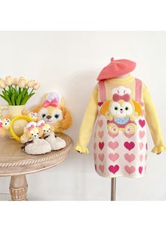Three Piece Set — Girl's Stylish Cartoon Love Fake Two-Piece Sweater Knitted Dress Hair Hoop Handbag