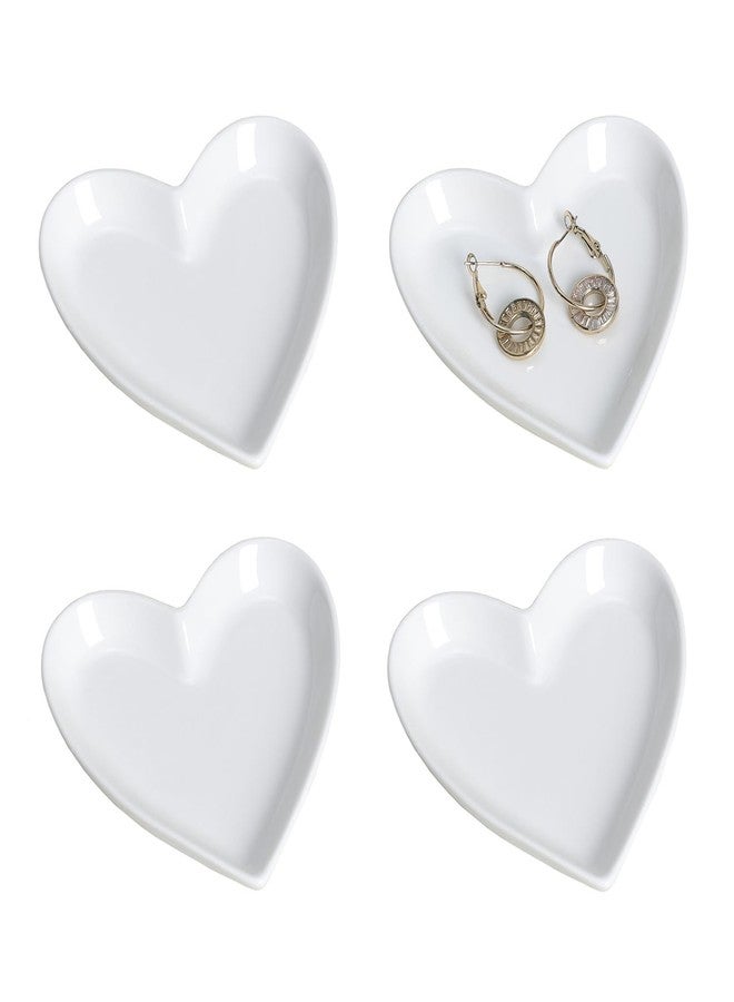 Mozacona 4pcs Ceramic Heart Shape Jewelry Trays Jewelry Dishes Storage Trays - Image 1