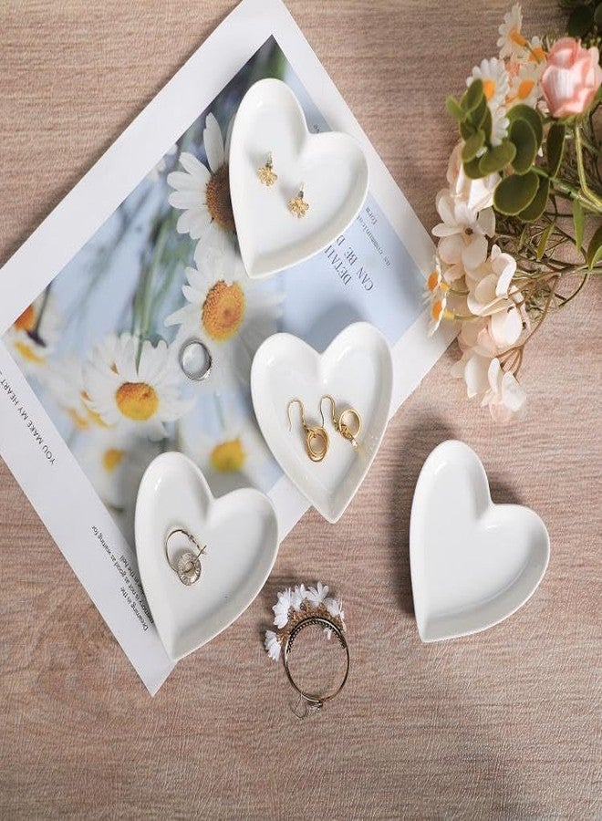 Mozacona 4pcs Ceramic Heart Shape Jewelry Trays Jewelry Dishes Storage Trays - Image 4