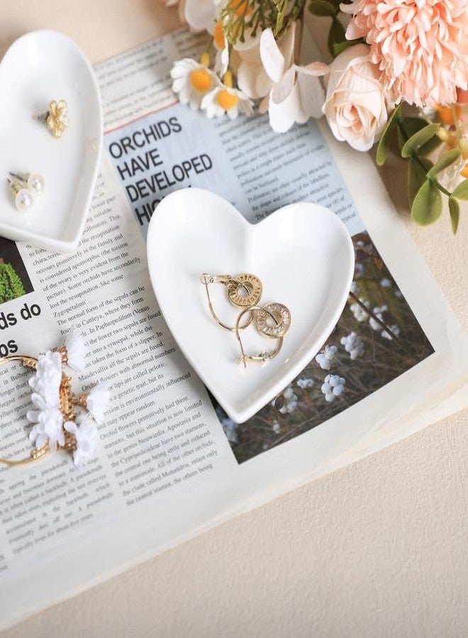Mozacona 4pcs Ceramic Heart Shape Jewelry Trays Jewelry Dishes Storage Trays - Image 5