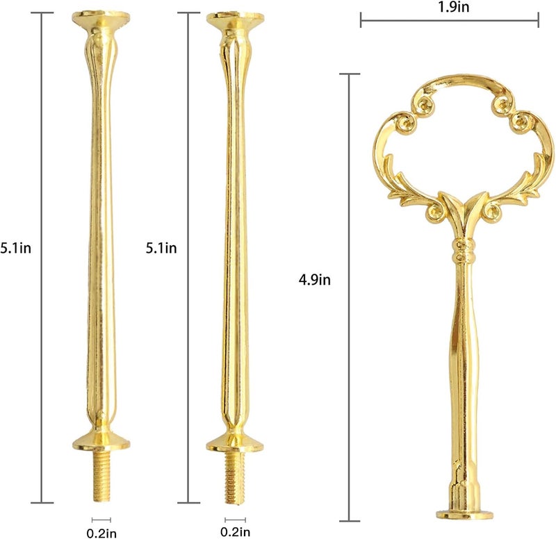 Happy Will 3 Tier 14" Heavy Metal Cake Stand Holder Fruit Plate Stand Fitting Hardware Rod with Stylus (Golden_Sun Flower) - Image 2