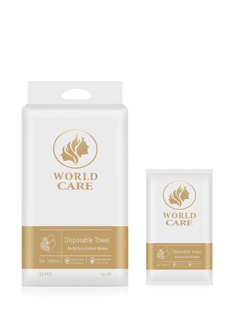 WORLD CARE One time use towel size 160X80 cm highly absorbent gentle and soft 25 pieces - Image 1