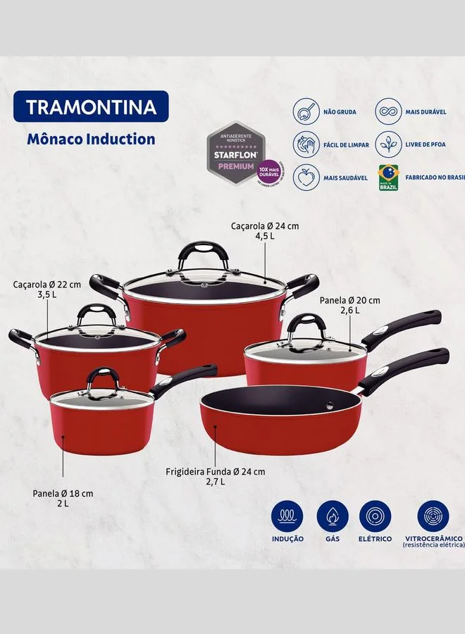ترامونتينا مجموعة من 9 - أواني طهي ألمنيوم