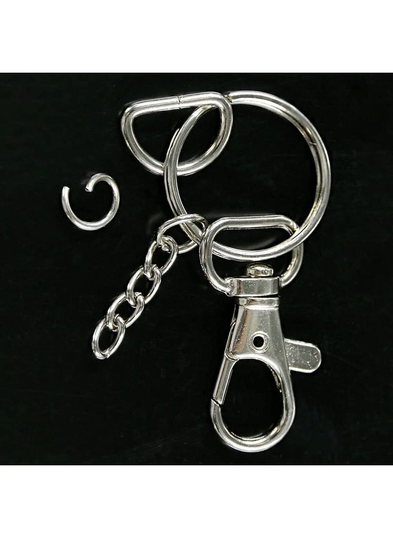DIY Crafts - DIY Crafts 2 Kit, Silver, Mix Lot of Metal Lobster Claw Clasps Hook, Key Chain Hooks, D Rings Key Ring Extender Chain Open Jump Rings for Making Handbags/Dog Collars & Also Used Own (2 Kit, Silver) - Image 1