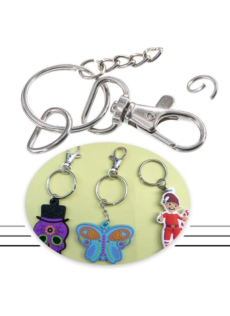 DIY Crafts - DIY Crafts 2 Kit, Silver, Mix Lot of Metal Lobster Claw Clasps Hook, Key Chain Hooks, D Rings Key Ring Extender Chain Open Jump Rings for Making Handbags/Dog Collars & Also Used Own (2 Kit, Silver) - Image 1