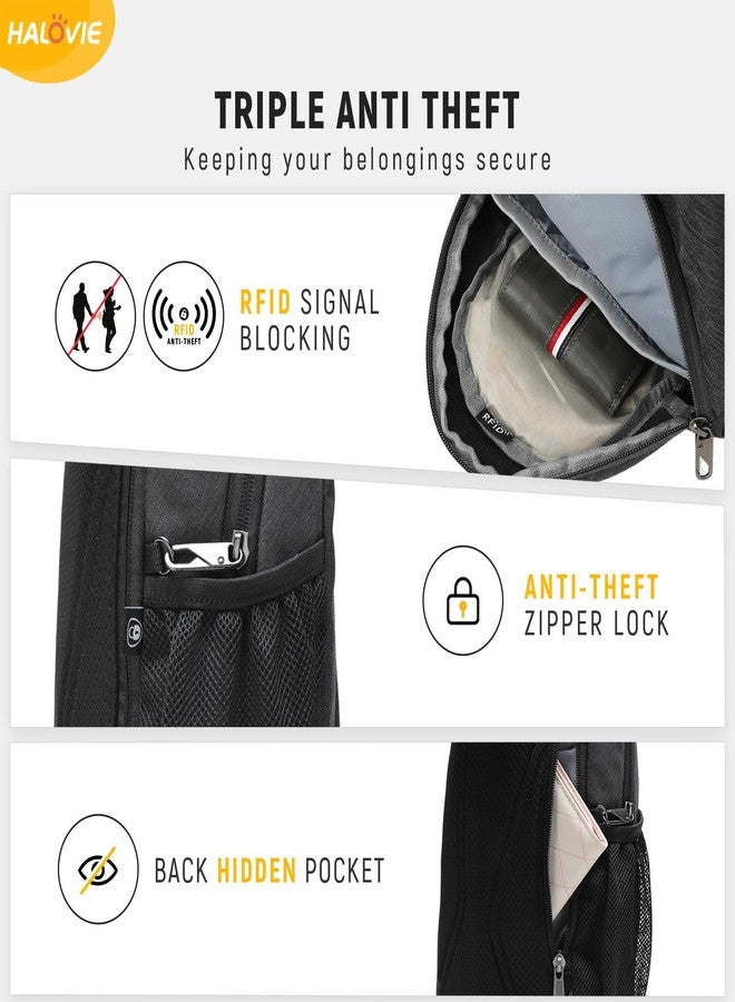 HALOVIE Anti Theft Crossbody Sling Bag RFID Travel Sling Backpack Lightweight Hiking Shoulder Chest Bag for Walking Work - Image 2