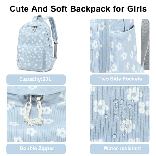 BTOOP School Backpack for Teens Large Corduroy Bookbag Lightweight 15.6 inch Laptop Bag for Girls Women Casual High School College - Image 4