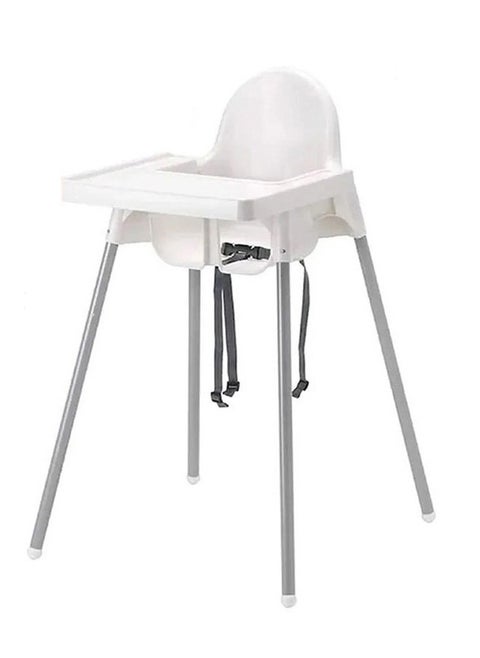 3 in 1 Baby and Toddler Dining Chair Adjustable Convertible Eating Chair with Detachable Double Tray Five-Point Safety Belt and Footrest (White)