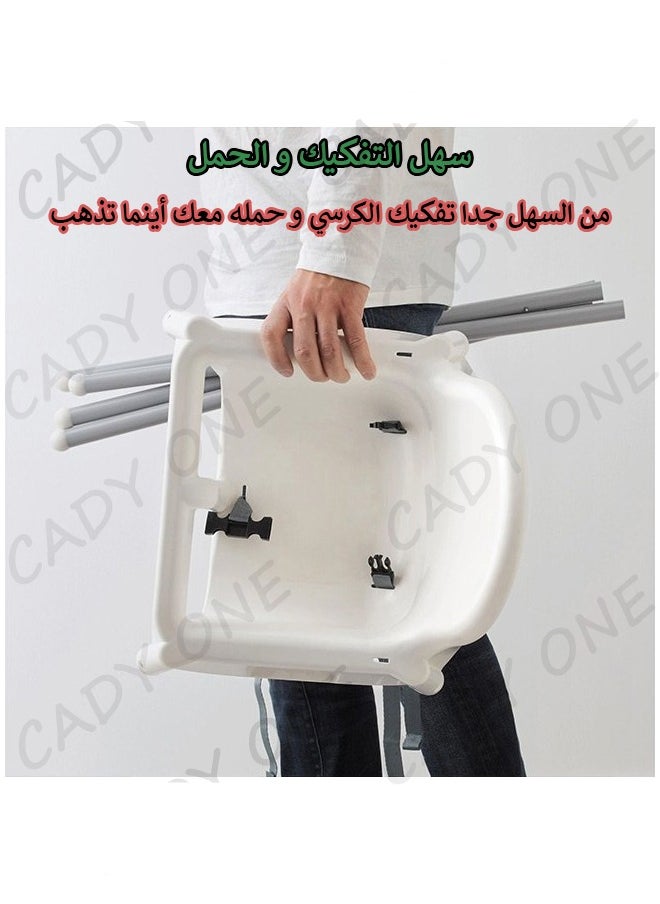 Cady One - 3 in 1 Baby and Toddler Dining Chair Adjustable Convertible Eating Chair with Detachable Double Tray Five-Point Safety Belt and Footrest (White) - Image 1