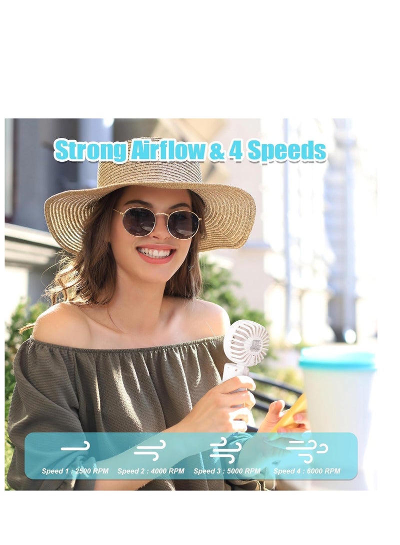 Handheld Fan, Rechargeable Misting Hand Fan, Multi-purpose for Portable Mini Mister Fan, 4 Speeds  20ml Spray  90° Foldable USB Personal Water Fan for Travel Office Outdoor (White)  - Image 4