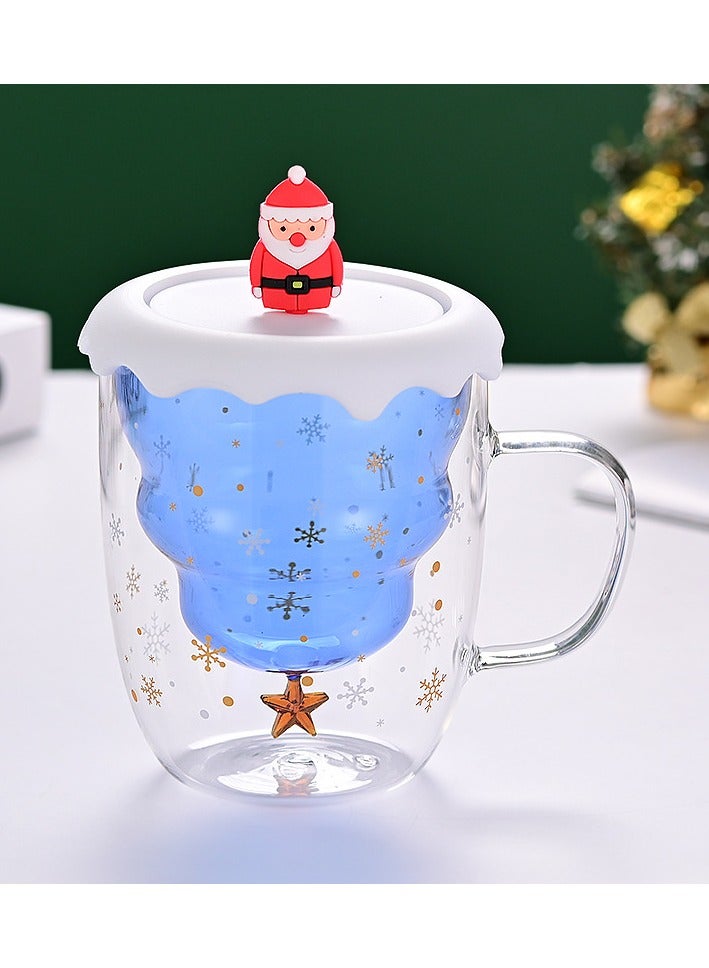 Double Layer Insulated Christmas Cup With Lid Coffee Cup High Borosilicate Glass Cup Wholesale High Temperature Resistant And High Aesthetic Glass Cup  - Image 1