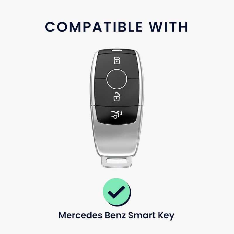 kwmobile Car Key Case for Mercedes-Benz Smart Key - Soft TPU Shell - Violet/Transparent - Image 2