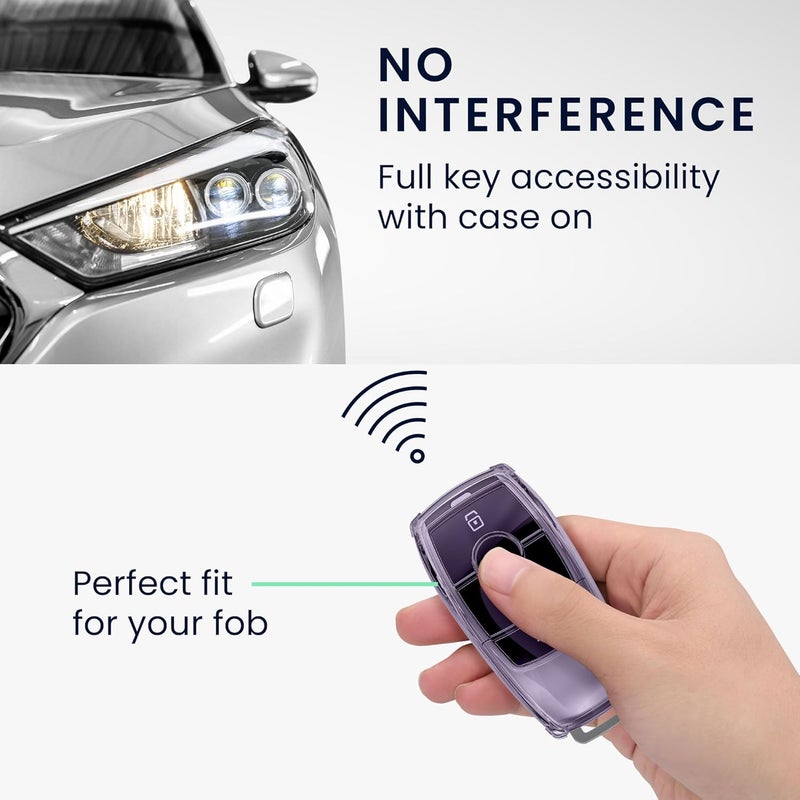 kwmobile Car Key Case for Mercedes-Benz Smart Key - Soft TPU Shell - Violet/Transparent - Image 4