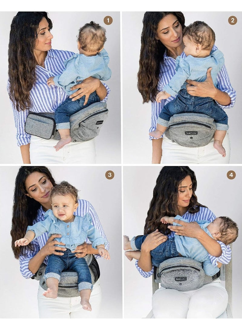 Gonice Baby Carrier -Adjustable, Machine Washable, Ergonomic Newborn + Toddler + Child Carrier, Safe Ultra-Comfortable Waist Carrier Grey  - Image 5