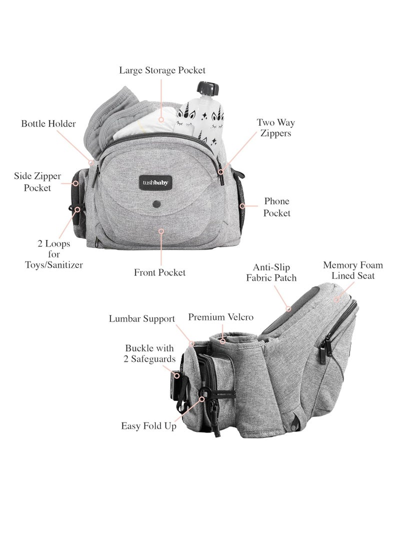 Gonice Baby Carrier -Adjustable, Machine Washable, Ergonomic Newborn + Toddler + Child Carrier, Safe Ultra-Comfortable Waist Carrier Grey  - Image 2