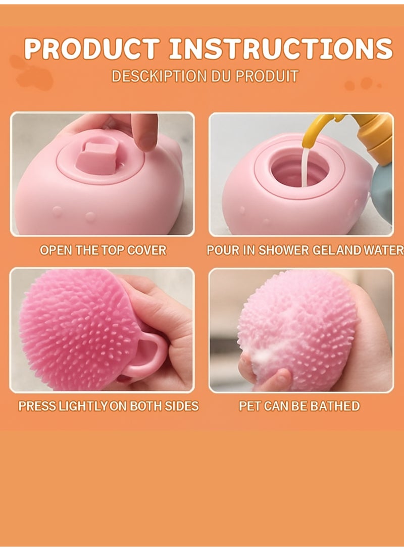 Soft Silicone Massage Body Brush with Shampoo Tank - Pink Color - Image 3