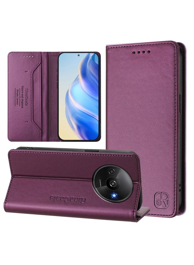 The Bros Case For Redmi A3 / Xiaomi Poco C61 4G Global RC01 Dual-Folded Magnetic Suction RFID Leather Phone Case