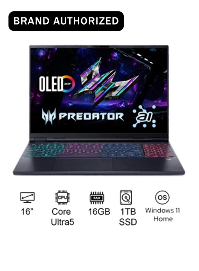 أيسر لابتوب الألعاب Predator Helios Neo 16 الجيل 14 مع معالج Intel Core Ultra 9-275HX 24 نواة حتى 5.4GHz/16GB DDR5 6400MHz/1TB SSD/8GB NVIDIA®GeForce®RTX 5060/16" WQXGA IPS 180Hz/W11/WiFi-6 - Image 1