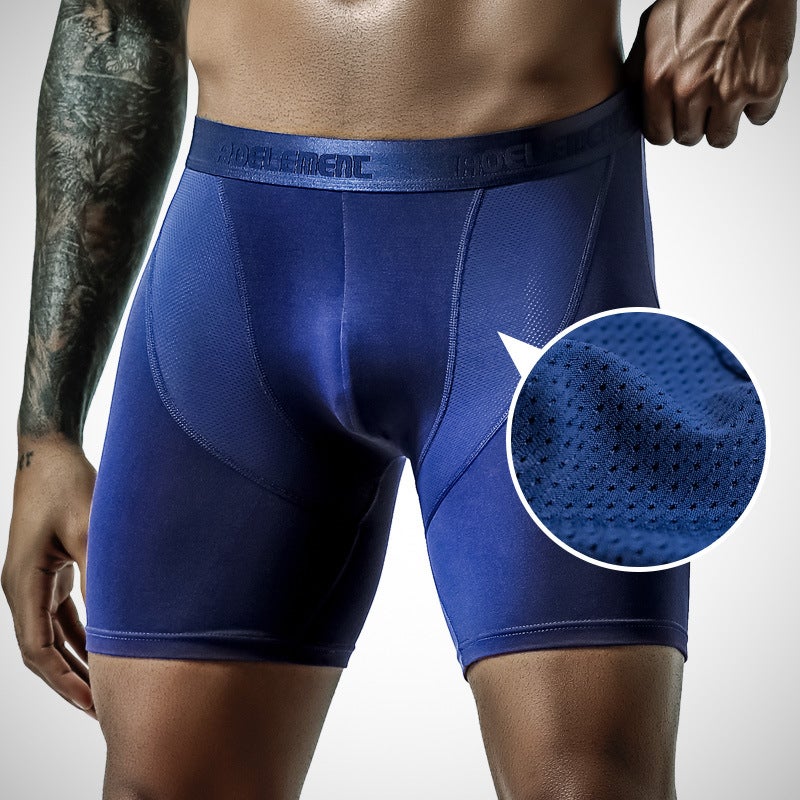 Mens Athletic Long-Legged Boxer Briefs Quick-Dry Black  - Image 2