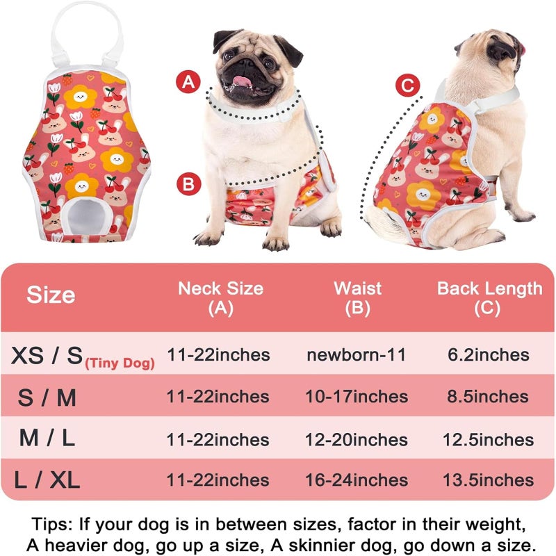 MICOOYO Dog Diaper Onesie Sanitary Pantie with Adjustable Suspender Washable Dog Period Panties Doggie Diapers Pet Underwear Female Dogs Diapers for Heat (Animals, XS/S) - Image 4