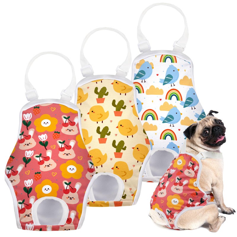 MICOOYO Dog Diaper Onesie Sanitary Pantie with Adjustable Suspender Washable Dog Period Panties Doggie Diapers Pet Underwear Female Dogs Diapers for Heat (Animals, XS/S) - Image 1