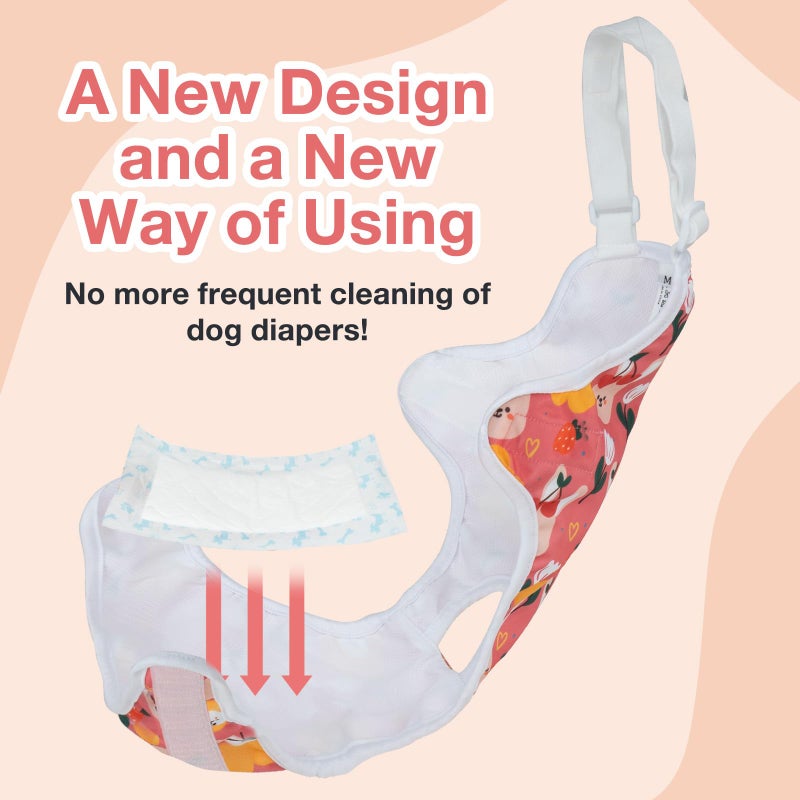 MICOOYO Dog Diaper Onesie Sanitary Pantie with Adjustable Suspender Washable Dog Period Panties Doggie Diapers Pet Underwear Female Dogs Diapers for Heat (Animals, XS/S) - Image 2