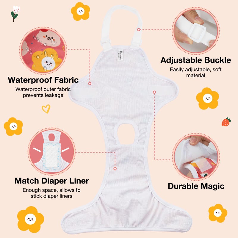 MICOOYO Dog Diaper Onesie Sanitary Pantie with Adjustable Suspender Washable Dog Period Panties Doggie Diapers Pet Underwear Female Dogs Diapers for Heat (Animals, XS/S) - Image 5