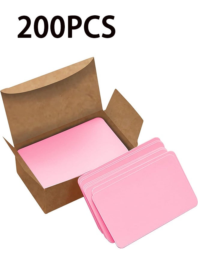 200 قطعة من بطاقات الفهرسة الصغيرة الفارغة مقاس 3.5x2 بوصة، بطاقات ملاحظات، بطاقات دراسية، بطاقات فلاش، بطاقات هدايا ورسائل كلمات، بطاقات ورقية كرافت (وردي، 200/حزمة) - Image 1
