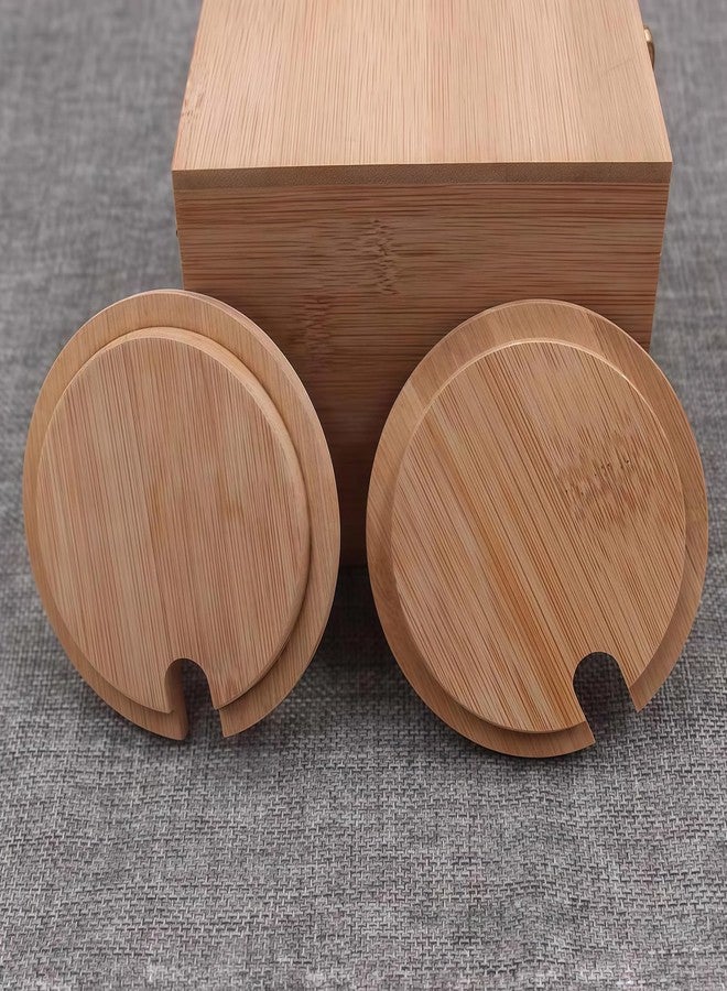 VANTOBEST 4Pcs Natural Bamboo Mug Lids with Spoon Hole Regular Mouth Mug Cover Heat Resistant Decorative Bamboo Lids Compatible Cup Lid for Drink Cup Coffee Mug Jar (Outer Diameter 3.35inch) - Image 5