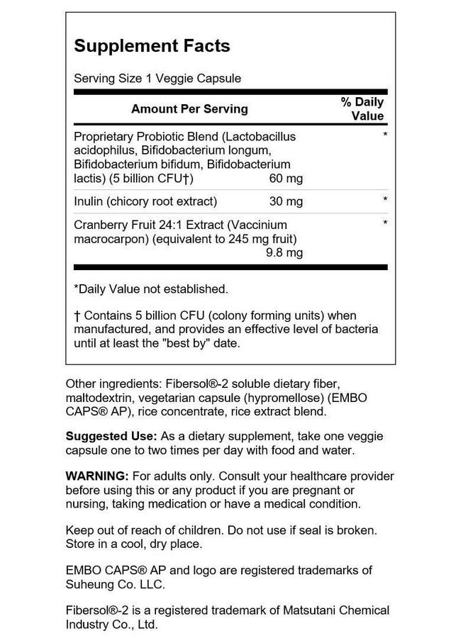 Swanson Cranberry Probiotic 5 Billion Cfu 60 Veg Capsules - Image 2