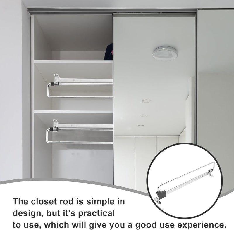 Retractable Clothes Hanger Rod for Closet, Telescopic Wardrobe Rail Bar, Adjustable Pull out Closet Hanging Rod Hardware, Household Storage Accessory - Image 2