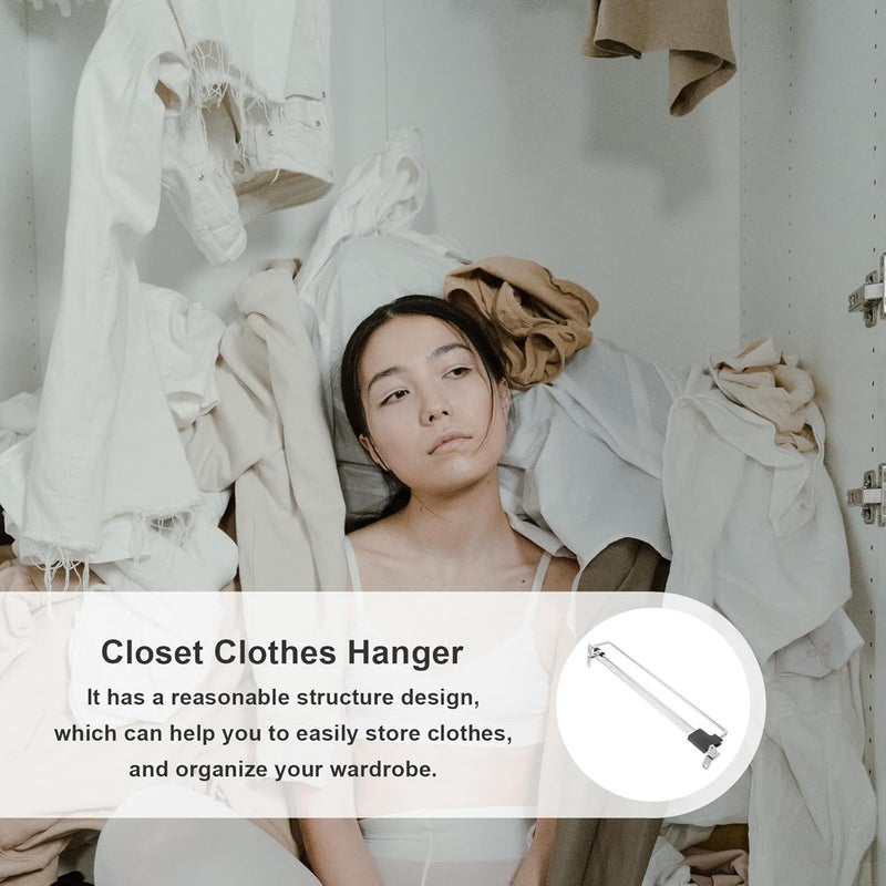 Retractable Clothes Hanger Rod for Closet, Telescopic Wardrobe Rail Bar, Adjustable Pull out Closet Hanging Rod Hardware, Household Storage Accessory - Image 3