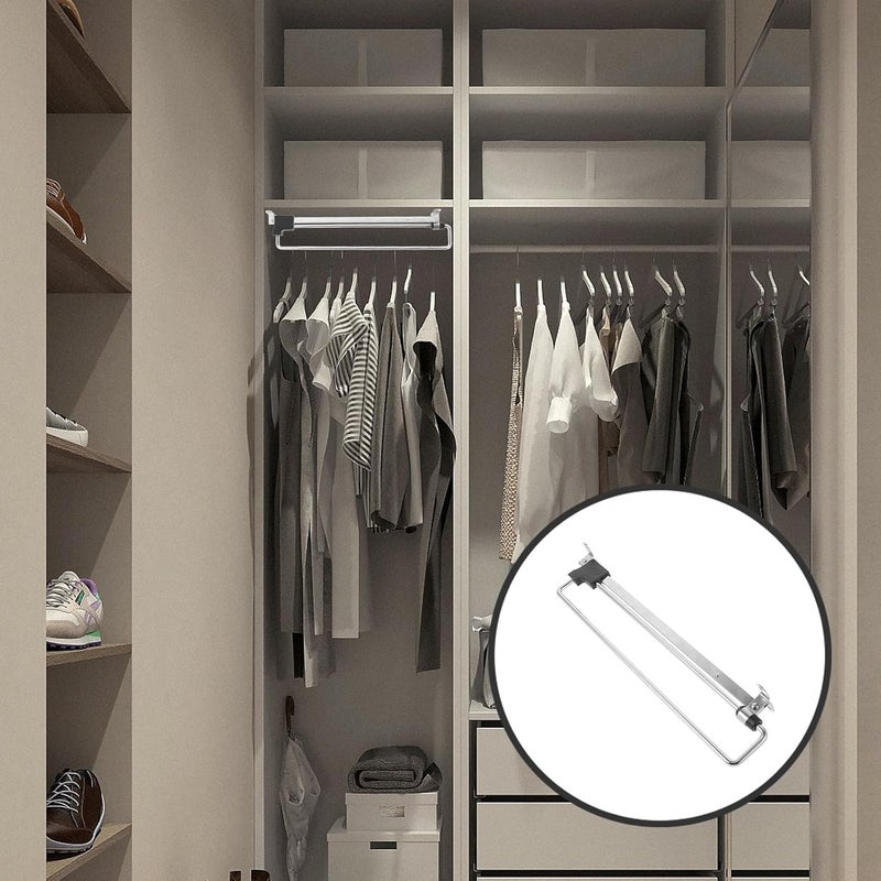 Retractable Clothes Hanger Rod for Closet, Telescopic Wardrobe Rail Bar, Adjustable Pull out Closet Hanging Rod Hardware, Household Storage Accessory - Image 5