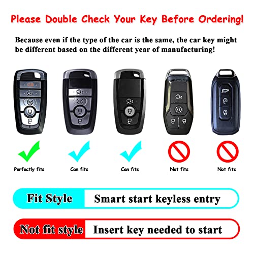 EASYANT Leather Car Key Fob Cover Fit for Ford F-150 Mustang Remote Keyless Entry Car Smart Key Sleeve 5 Buttons Black - Image 2