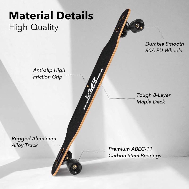 Windrunner 41 inch Freeride Longboard Skateboard,8-Ply Natural Maple Drop Through Freestyle Complete Skateboard Cruiser Pintail for Cruising,Carving,Free-Style and Downhill,Black and White Case - Image 5