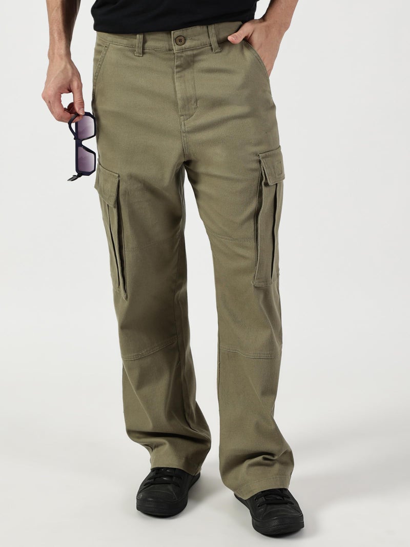Thomas Scott Men Regular Fit Mid-Rise Cargo Trousers(TSB071_Olive_32) - Image 5