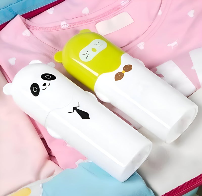 Aseenaa Plastic Cute Cartoon Shape Portable Toothbrush Case Holder for Bathroom Storage, Camping and Travel | Pack of 2 | Color : Multi - Image 3