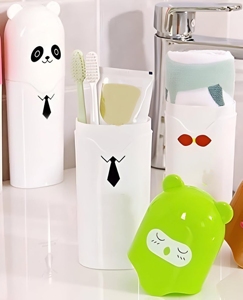 Aseenaa Plastic Cute Cartoon Shape Portable Toothbrush Case Holder for Bathroom Storage, Camping and Travel | Pack of 2 | Color : Multi - Image 4