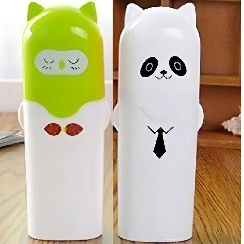 Aseenaa Plastic Cute Cartoon Shape Portable Toothbrush Case Holder for Bathroom Storage, Camping and Travel | Pack of 2 | Color : Multi - Image 5
