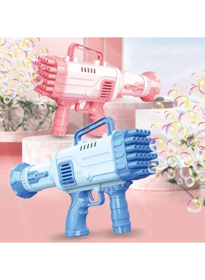 بابل جن Bubble Machine Gun, Pink Bubble Gun with Bubble Solution, 32 Holes Bubbles Machine for Adults Kids, Summer Toy Gift for Outdoor Indoor Birthday Wedding Party - Pink - Image 3