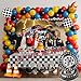 froufing Truck Birthday Decorations include Red Blue Yellow Balloons Ribbon Arch Cake Paper Card Toppers Tablecloth Backdrop Monster Truck Theme Birthday Decor for Boys Racing Party Decoration Supplies - Image 4
