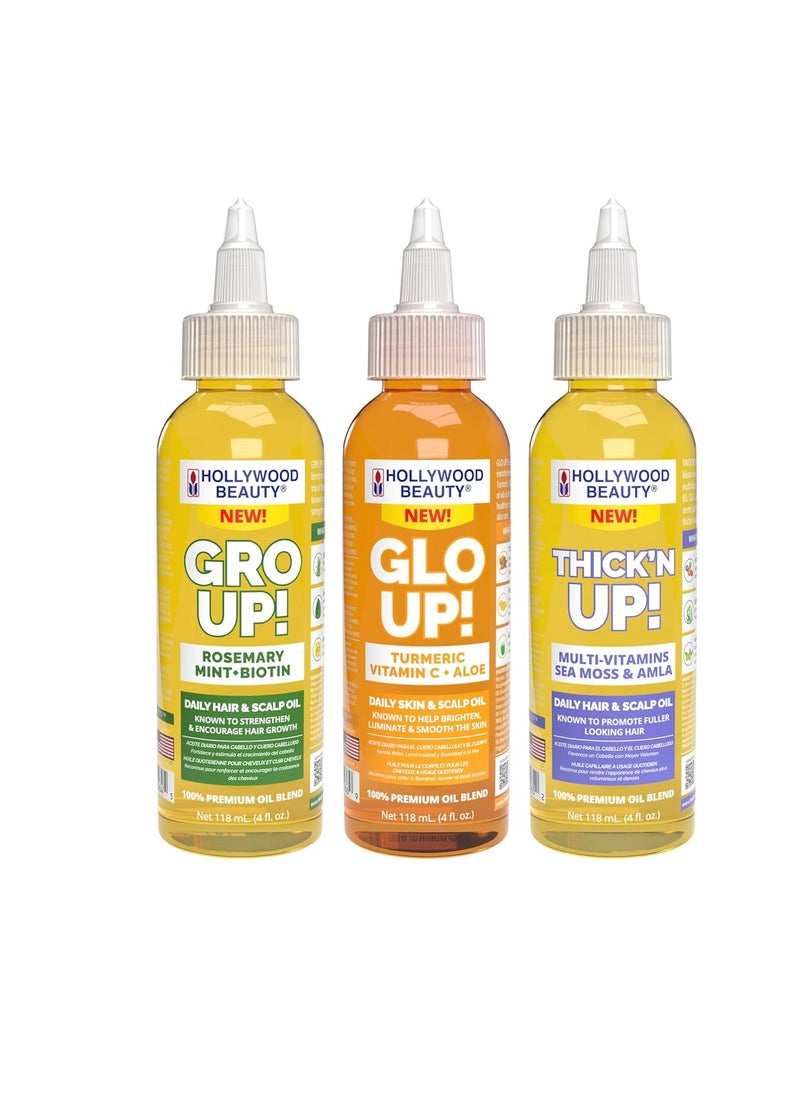 Hollywood Beauty Hollywood Beauty Level Up! Daily Hair, Scalp & Skin Oil Trio (3 Products)  - Image 1