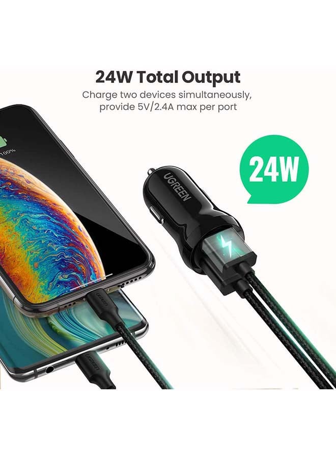 Ugreen Mini 24w Car Phone Charger Portable 4.8A Dual USB Charge Adapter - Image 2
