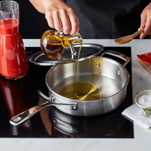 Demeyere Essential 5-ply 3-qt Stainless Steel Saute Pan with Lid - Image 4